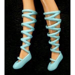 Barbie Ballerina Slippers Blue Ballet Dance Shoes Lace Up Legs Doll Accessory